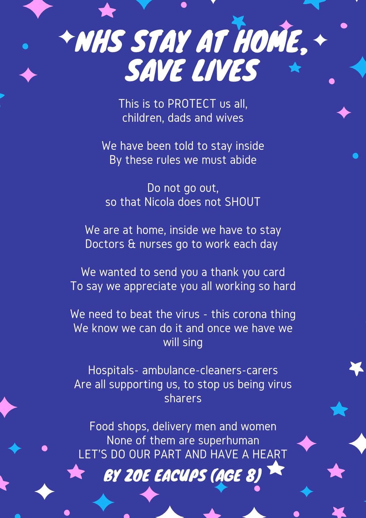 Lockdown memories Zoe's thank you poem