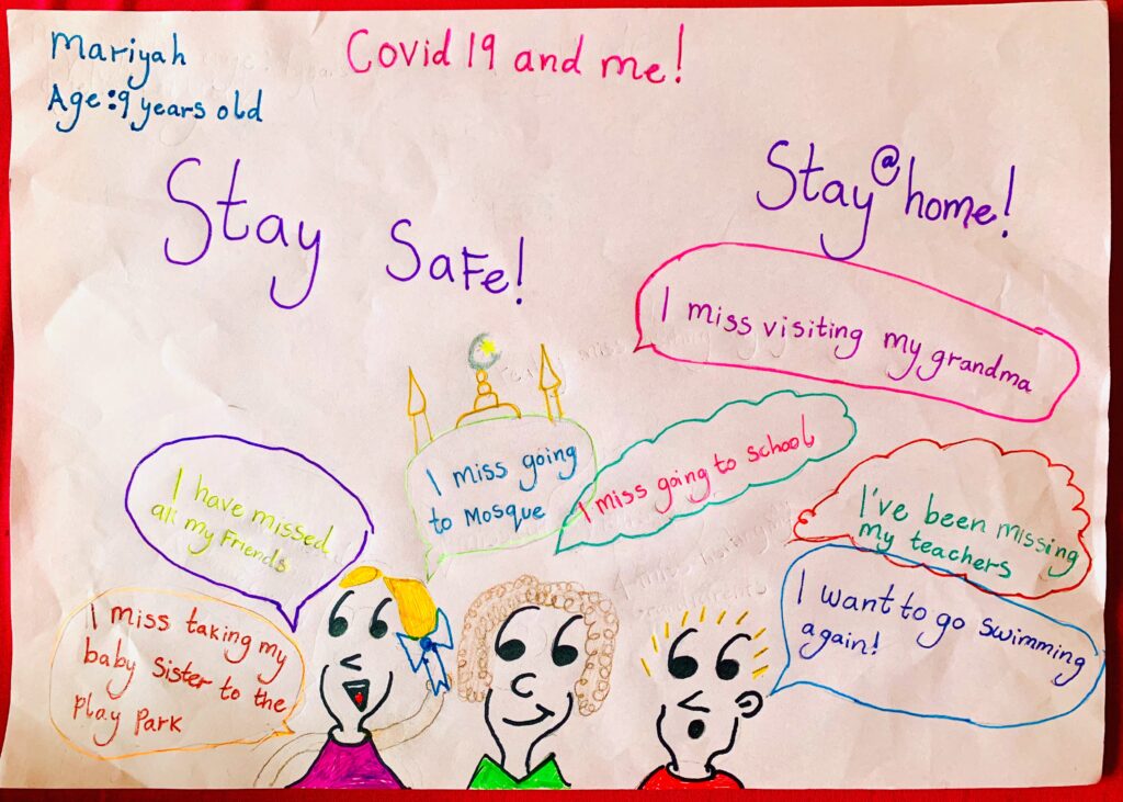 Covid19 and me drawing by Mariyah, 9 years old